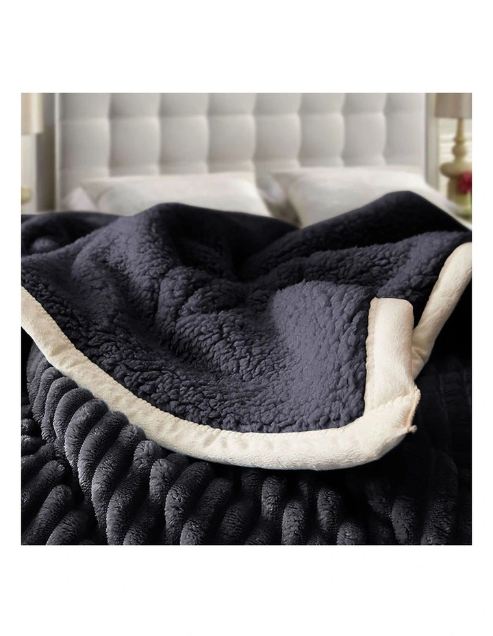 SOGA 2 Pack Black Thick Flannel Throw Blanket 200x220cm image 4