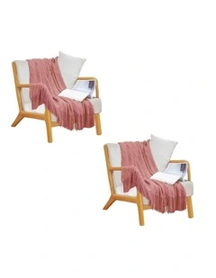 SOGA 2 Pack Pink Diamond Knitted Throw Blanket 130x170cm
