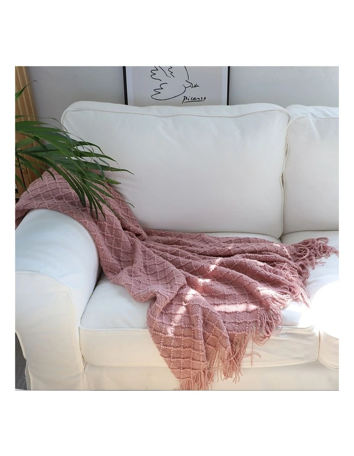 SOGA 2 Pack Pink Diamond Knitted Throw Blanket 130x170cm image 3