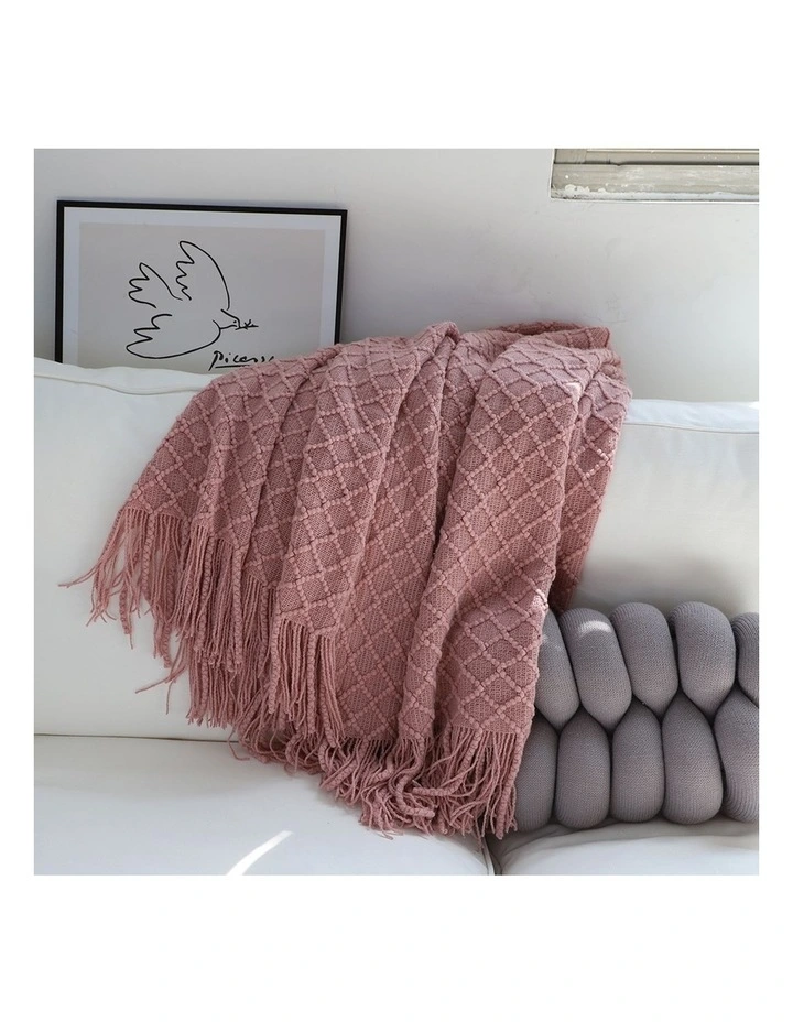 SOGA 2 Pack Pink Diamond Knitted Throw Blanket 130x170cm image 4