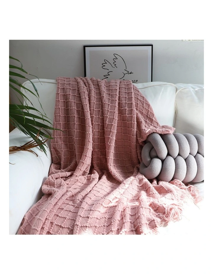 SOGA 2 Pack Pink Diamond Knitted Throw Blanket 130x170cm image 7