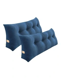 SOGA 2X 120cm Blue Triangular Wedge Headboard Backrest Pillow