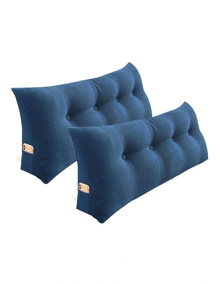 SOGA 2X 120cm Blue Triangular Wedge Headboard Backrest Pillow image 1
