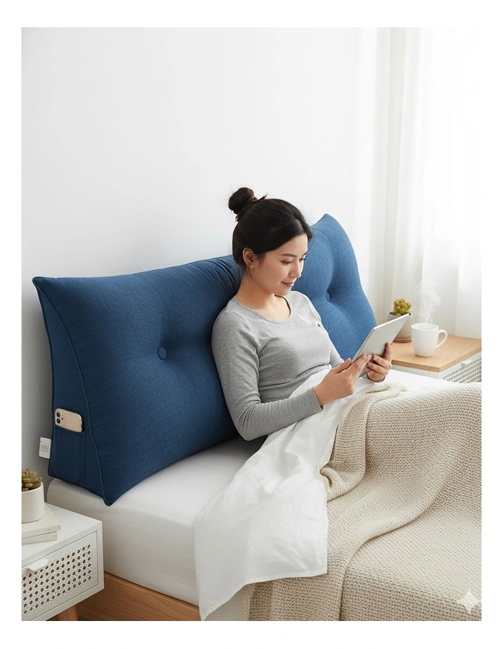 SOGA 2X 120cm Blue Triangular Wedge Headboard Backrest Pillow image 7