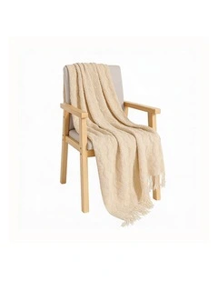 SOGA Cream Polyester Throw Blanket 40x30x6cm