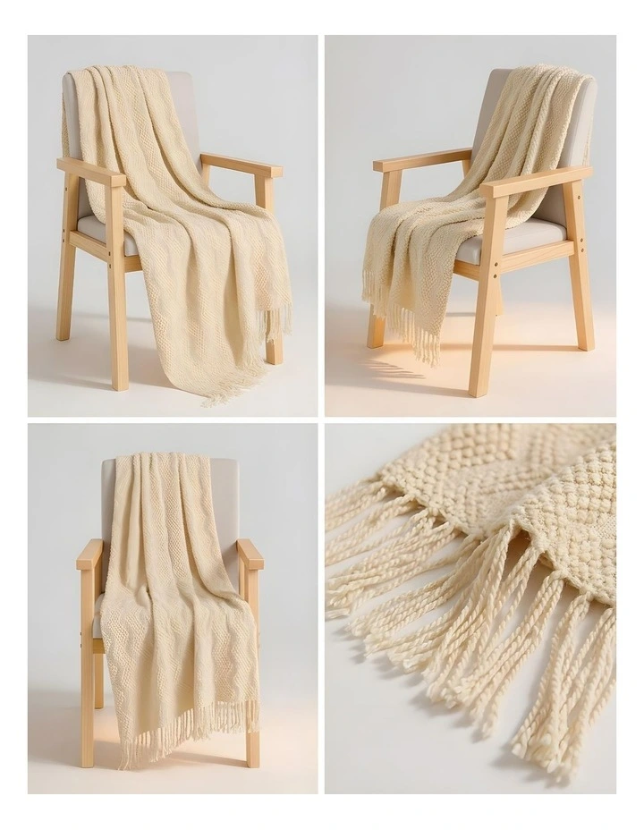 SOGA Cream Polyester Throw Blanket 40x30x6cm image 2