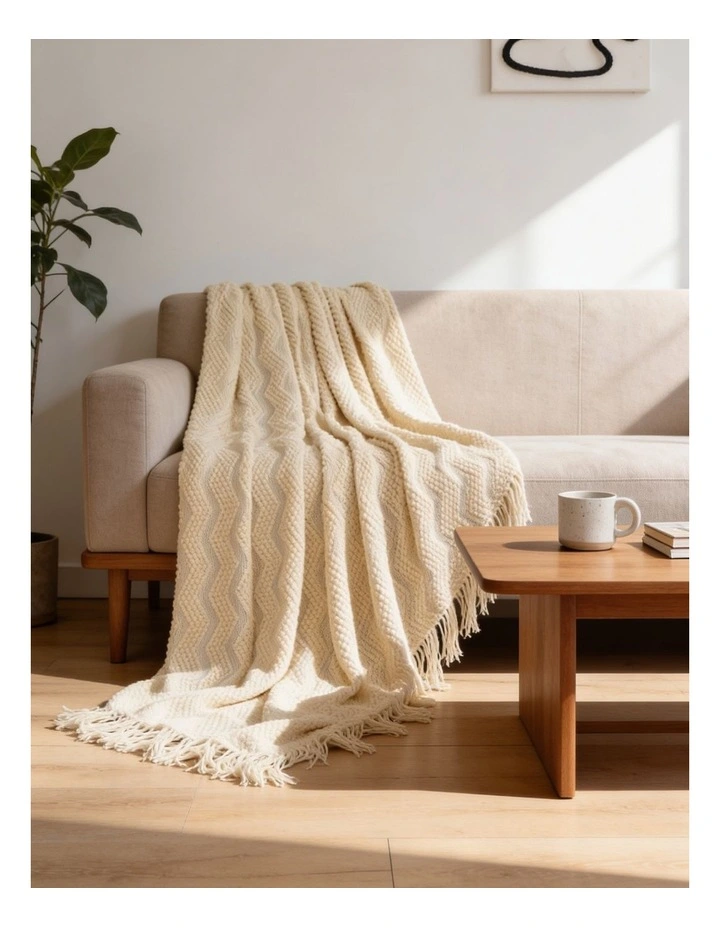 SOGA Cream Polyester Throw Blanket 40x30x6cm image 3
