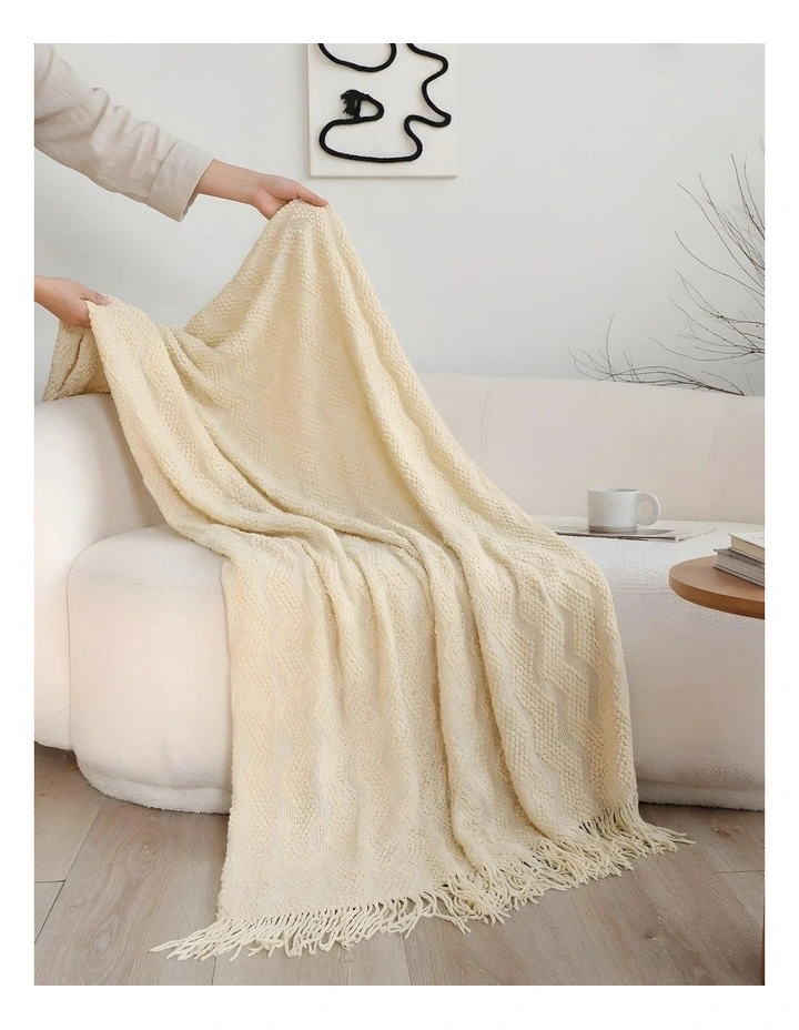 SOGA Cream Polyester Throw Blanket 40x30x6cm image 5