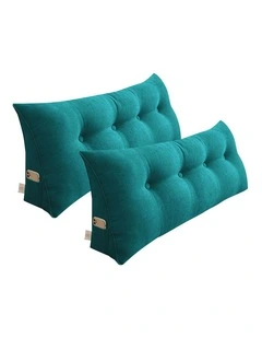 SOGA 2X 120cm Blue Green Triangular Wedge Bed Backrest Headboard Cushion