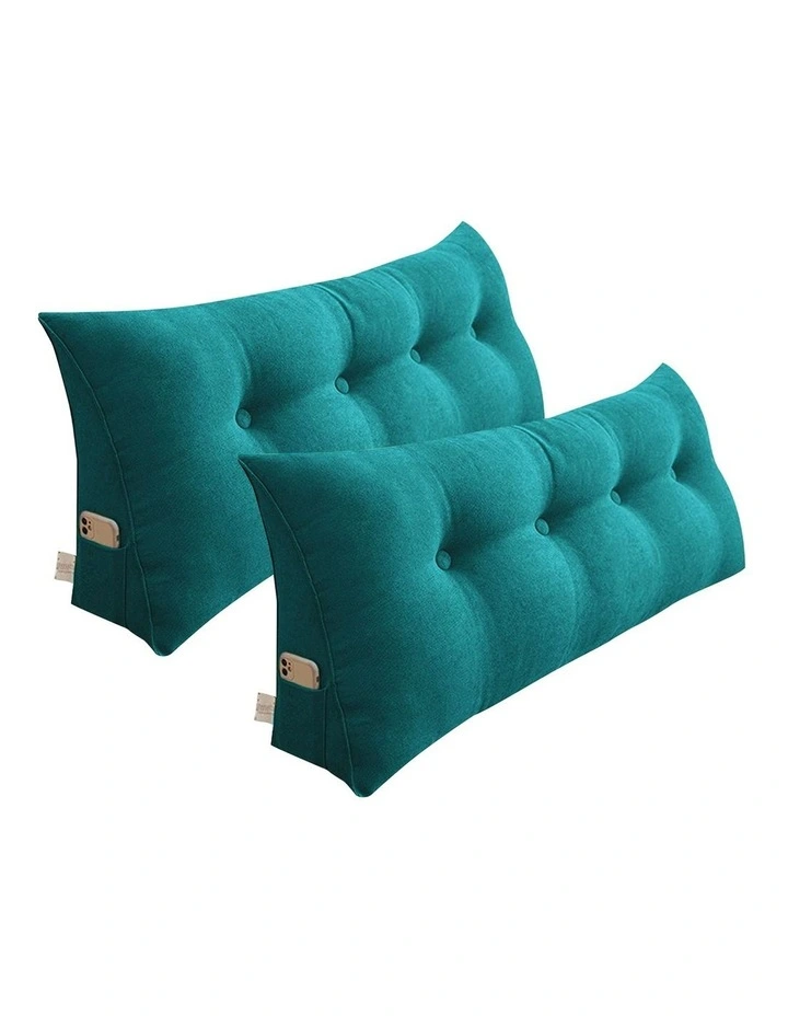 SOGA 2X 120cm Blue Green Triangular Wedge Bed Backrest Headboard Cushion image 1