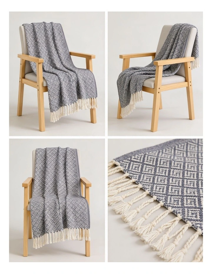 SOGA Grey Polyester Throw Blanket 127x170cm image 2