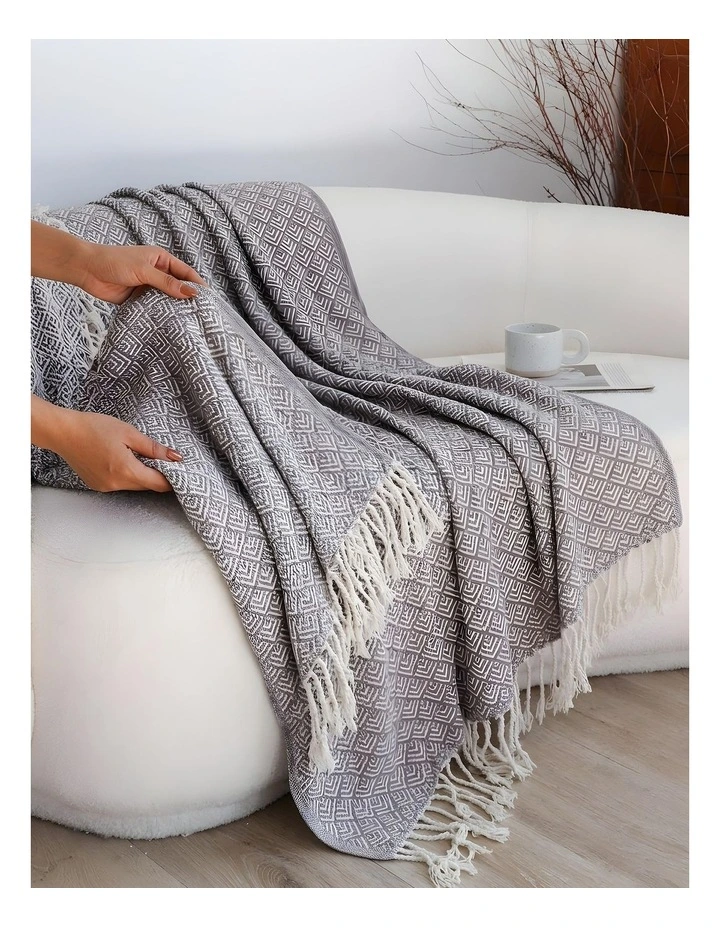 SOGA Grey Polyester Throw Blanket 127x170cm image 5