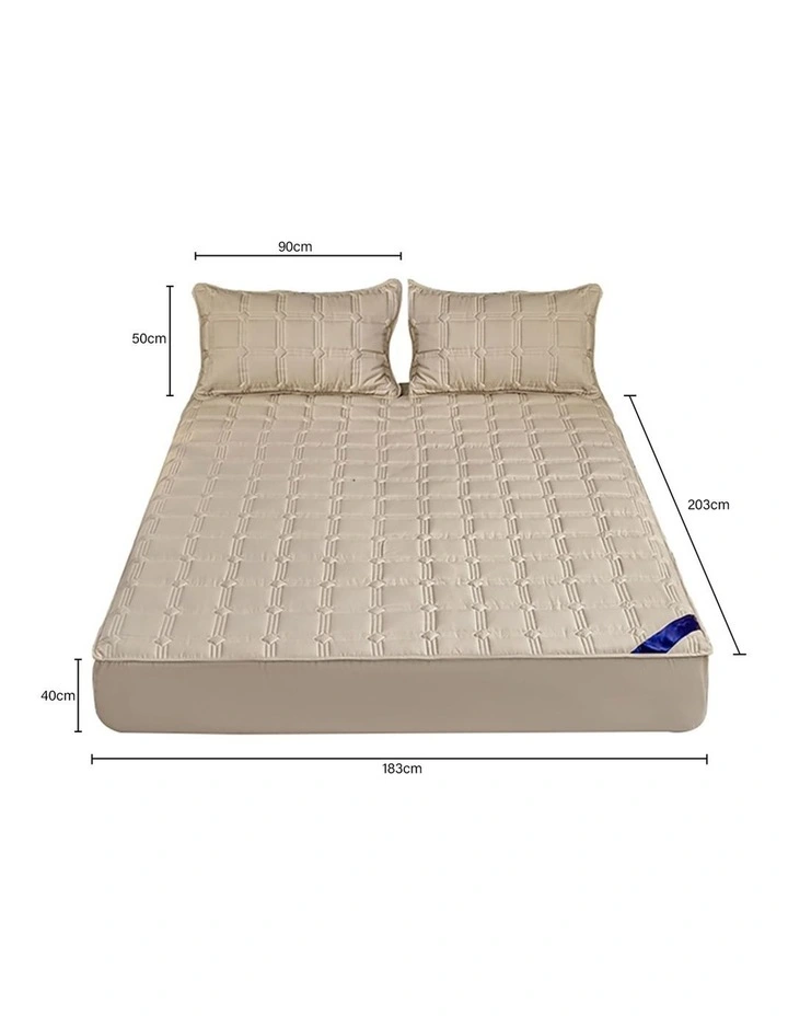 SOGA 2X Beige 183cm Wide Mattress Cover image 6