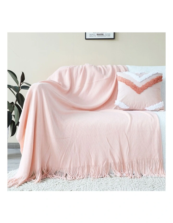 SOGA 2 Pack Pink Acrylic Knitted Throw Blanket 130x220cm image 2