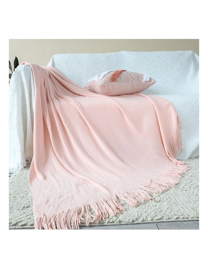 SOGA 2 Pack Pink Acrylic Knitted Throw Blanket 130x220cm image 3