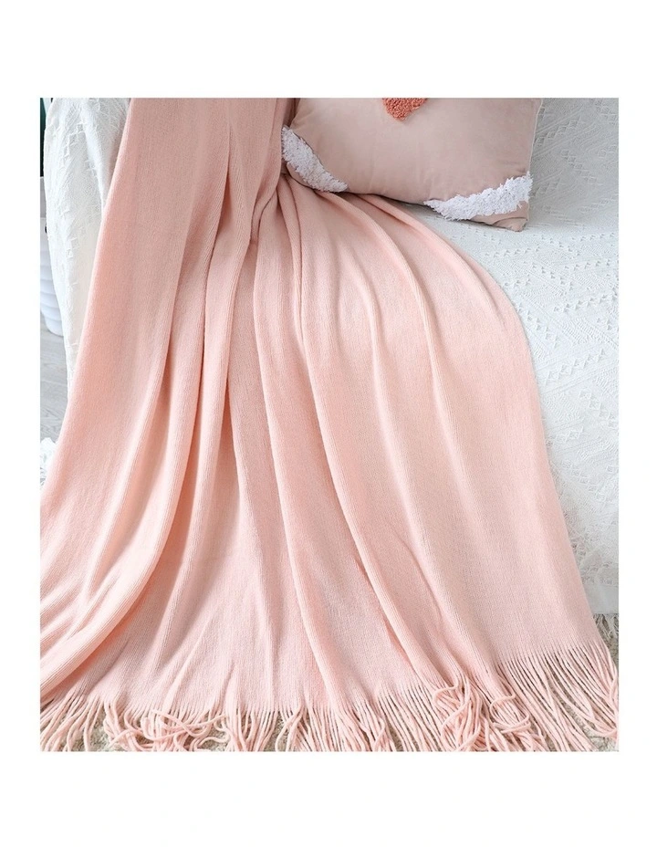 SOGA 2 Pack Pink Acrylic Knitted Throw Blanket 130x220cm image 4