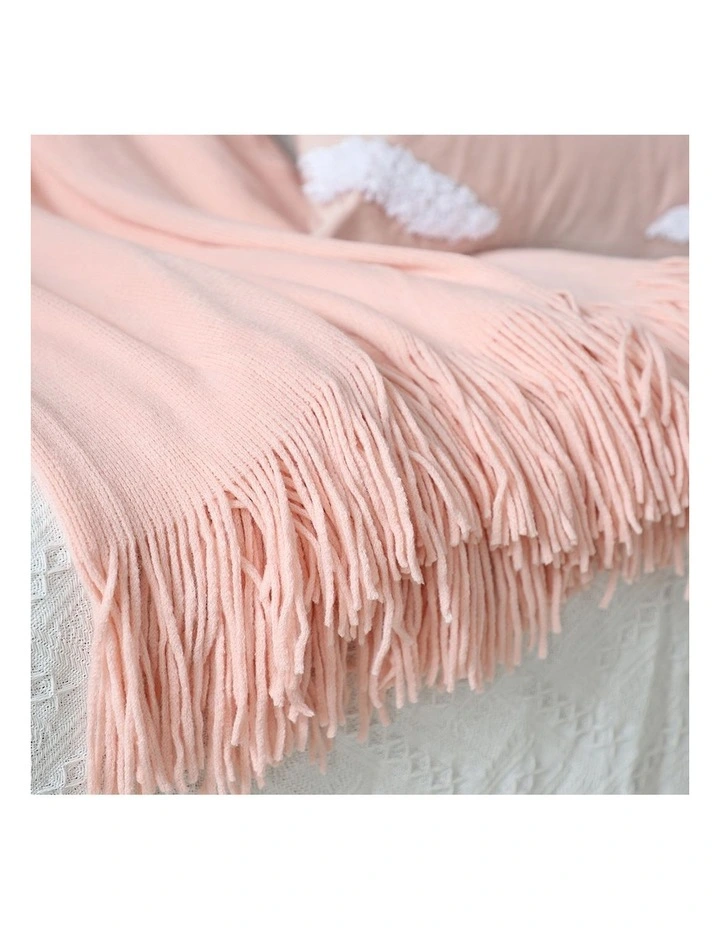 SOGA 2 Pack Pink Acrylic Knitted Throw Blanket 130x220cm image 6
