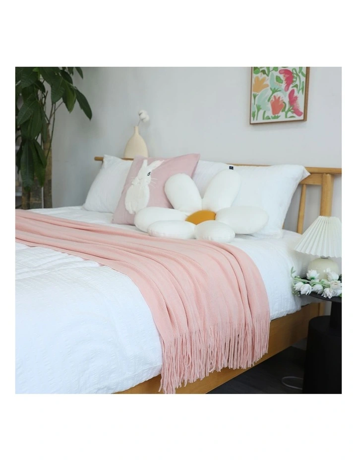 SOGA 2 Pack Pink Acrylic Knitted Throw Blanket 130x220cm image 7