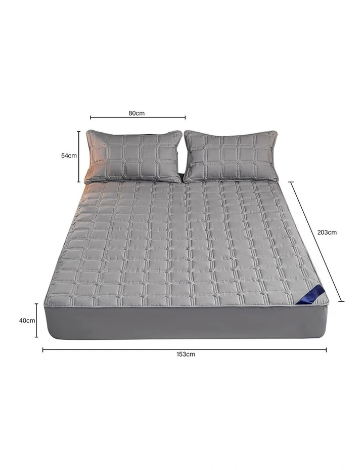 SOGA 2X Grey 153cm Wide Mattress Cover image 5