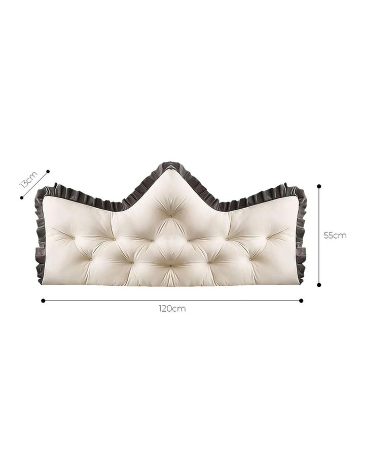 SOGA 2x 120cm Cream Tufted Crown Headboard Pillow Cushion Bed Backrest Bedroom Support Decor image 5