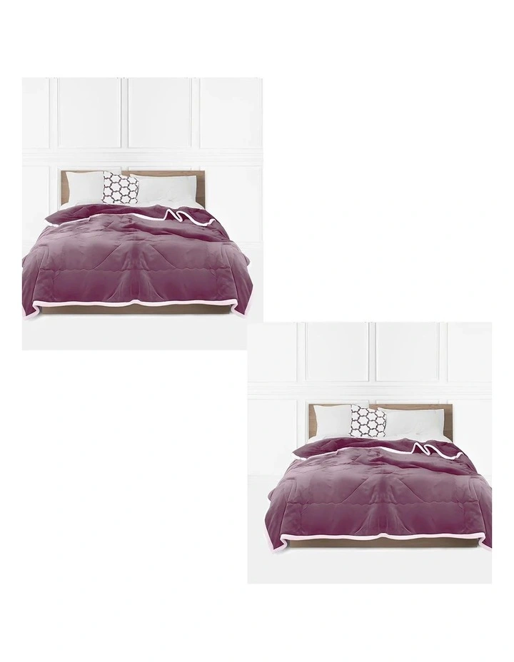 SOGA 2 Pack Light Purple Thick Flannel Throw Blanket 200x220cm image 1