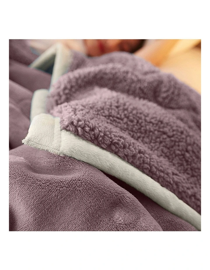 SOGA 2 Pack Light Purple Thick Flannel Throw Blanket 200x220cm image 3