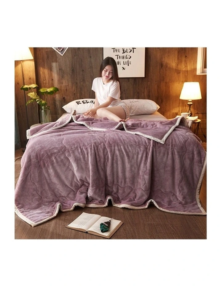 SOGA 2 Pack Light Purple Thick Flannel Throw Blanket 200x220cm image 7