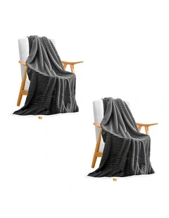 SOGA 2 Pack Grey Thick Flannel Throw Blanket 200x220cm
