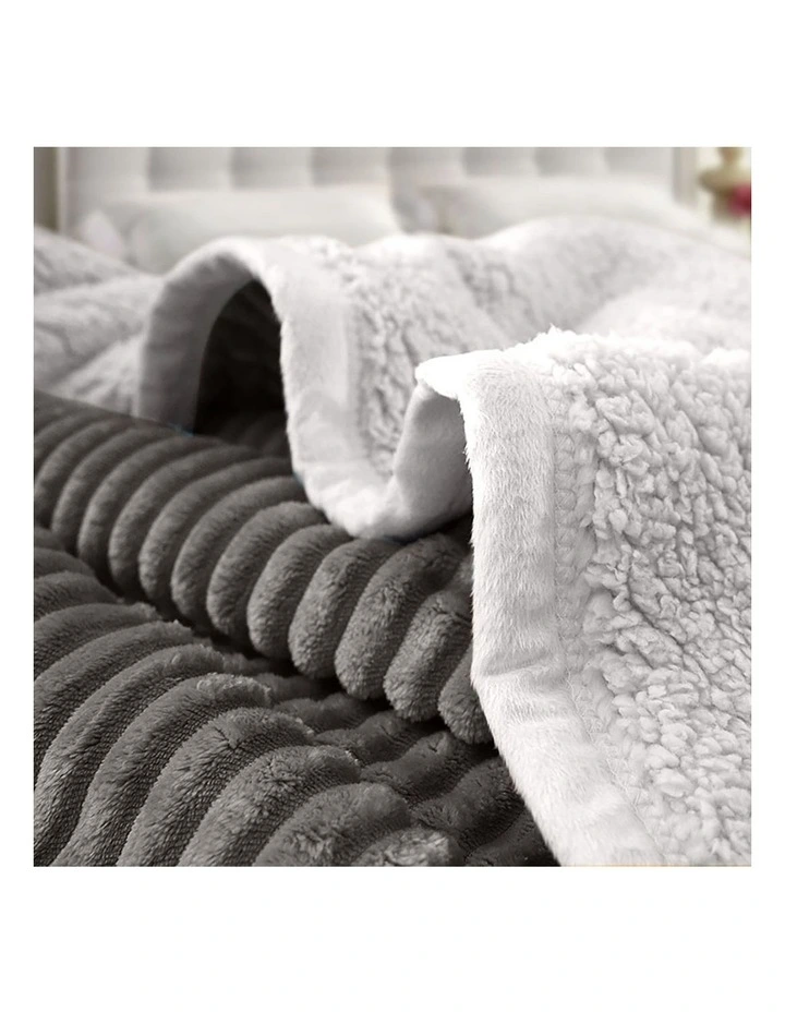 SOGA 2 Pack Grey Thick Flannel Throw Blanket 200x220cm image 5