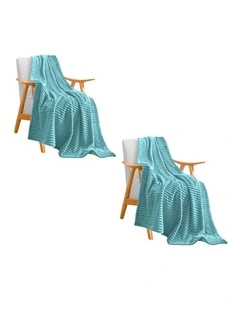 SOGA 2 Pack Sky Blue Thin Flannel Throw Blanket 200x230cm