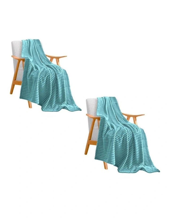 SOGA 2 Pack Sky Blue Thin Flannel Throw Blanket 200x230cm image 1