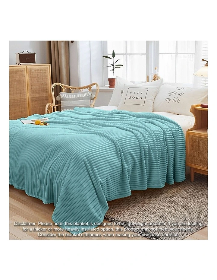 SOGA 2 Pack Sky Blue Thin Flannel Throw Blanket 200x230cm image 2