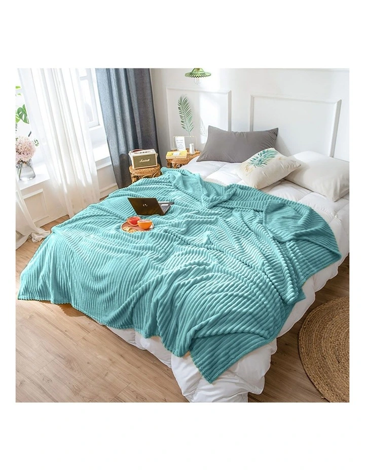 SOGA 2 Pack Sky Blue Thin Flannel Throw Blanket 200x230cm image 3