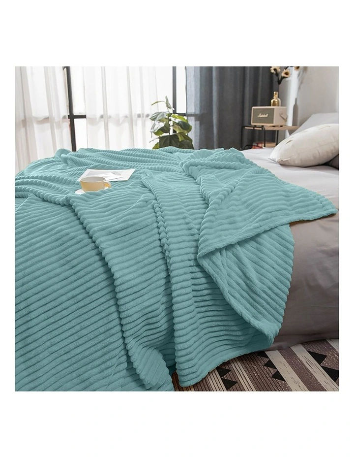SOGA 2 Pack Sky Blue Thin Flannel Throw Blanket 200x230cm image 4