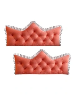 SOGA 2x 90cm Pink Tufted Crown Headboard Pillow Cushion Bed Backrest Bedroom Support Decor