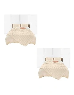 SOGA 2 Pack Light Camel Rabbit Fur Throw Blanket 160x200cm