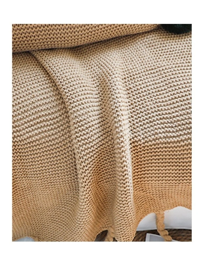 SOGA 2 Pack Coffee Tassel Fringe Knitted Throw Blanket 130x170cm image 7