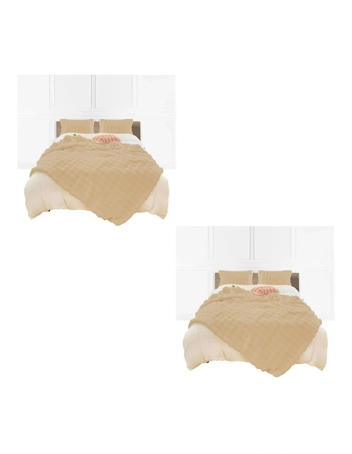 SOGA 2 Pack Coffee Rabbit Fur Throw Blanket 160x200cm image 1