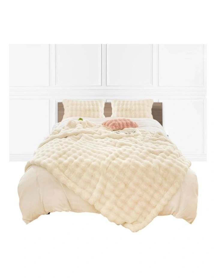 SOGA Creamy White Fur Fuzzy Throw Blanket 200x230cm image 1