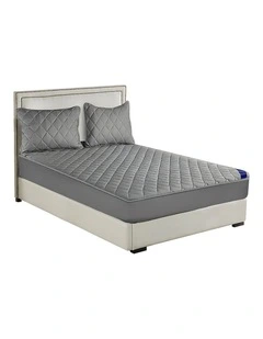 SOGA Grey 138cm Wide Cross Mattress Cover Bed Sheet with Pillow Covers