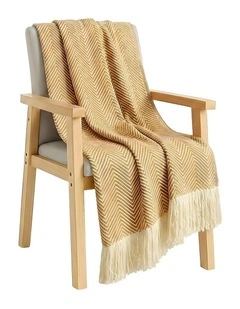 SOGA Mustard Yellow Polyester Throw Blanket 40x30x6cm