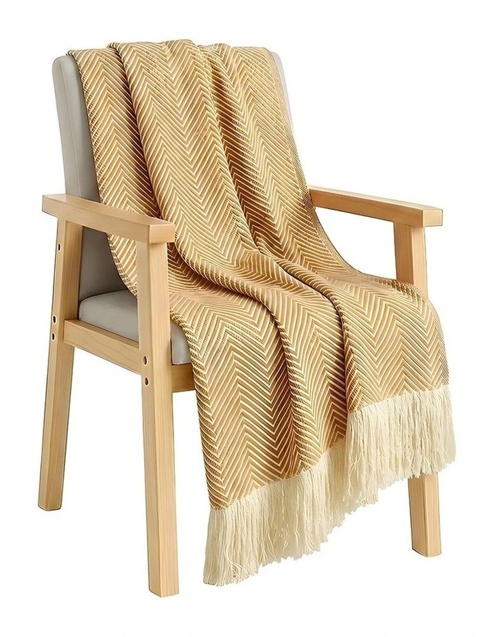 SOGA Mustard Yellow Polyester Throw Blanket 40x30x6cm image 1