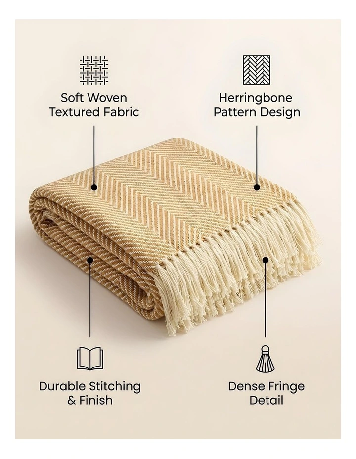 SOGA Mustard Yellow Polyester Throw Blanket 40x30x6cm image 6