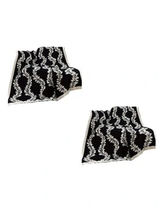 SOGA 2 Pack Black White Retro Vine Pattern Throw Blanket 130x170cm