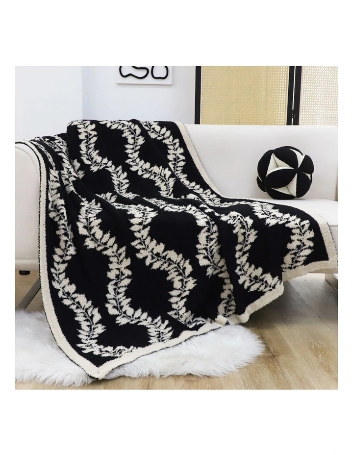 SOGA 2 Pack Black White Retro Vine Pattern Throw Blanket 130x170cm image 2