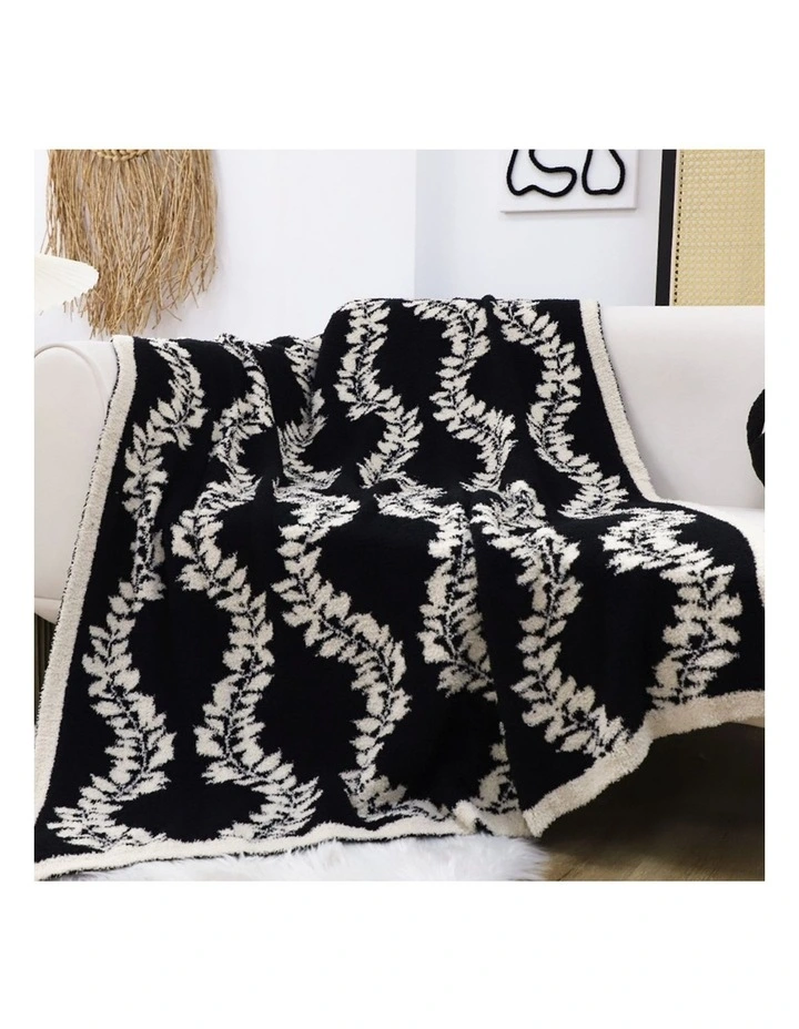 SOGA 2 Pack Black White Retro Vine Pattern Throw Blanket 130x170cm image 3