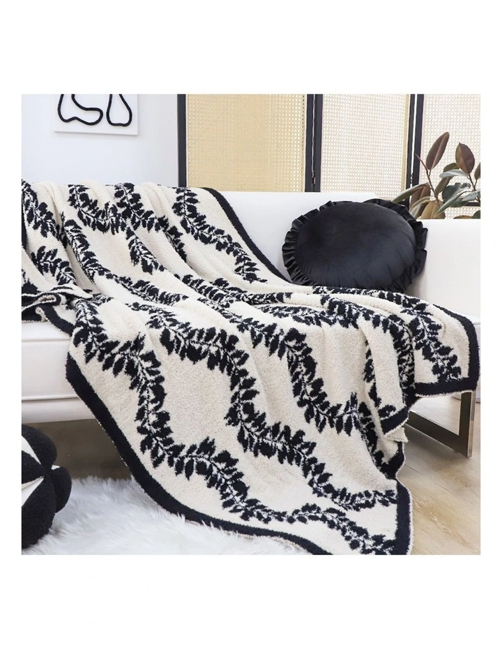 SOGA 2 Pack Black White Retro Vine Pattern Throw Blanket 130x170cm image 6