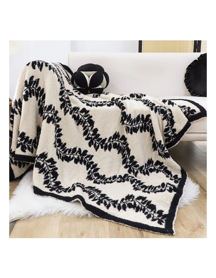 SOGA 2 Pack Black White Retro Vine Pattern Throw Blanket 130x170cm image 7