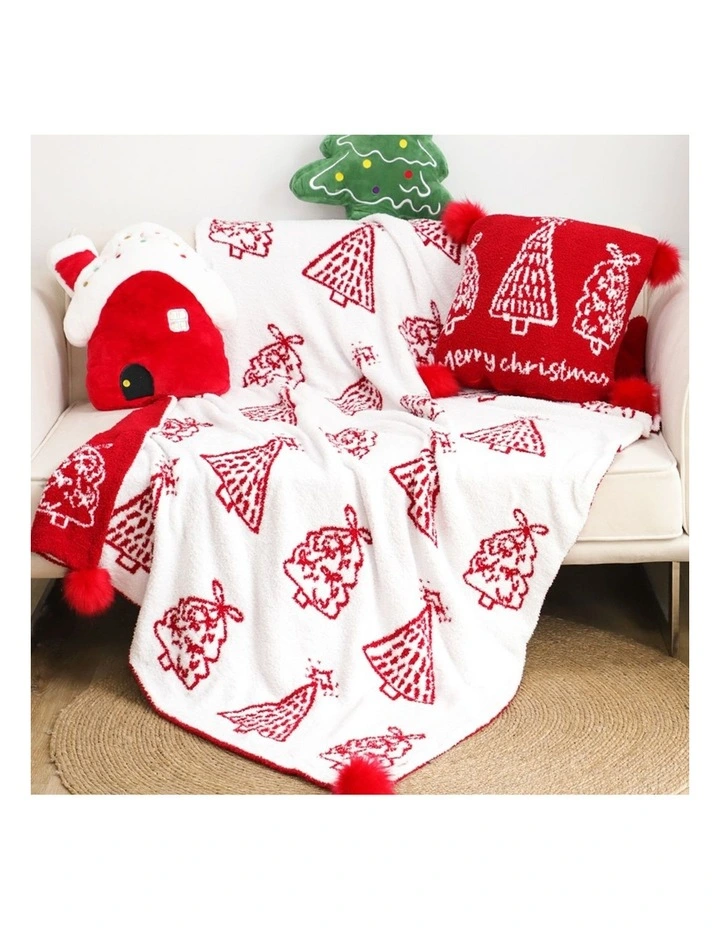 SOGA 2 Pack Red Christmas Tree Half Fleece Throw Blanket 130x180cm image 3
