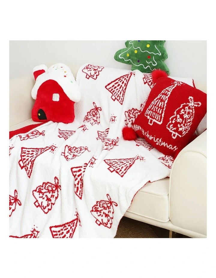 SOGA 2 Pack Red Christmas Tree Half Fleece Throw Blanket 130x180cm image 4